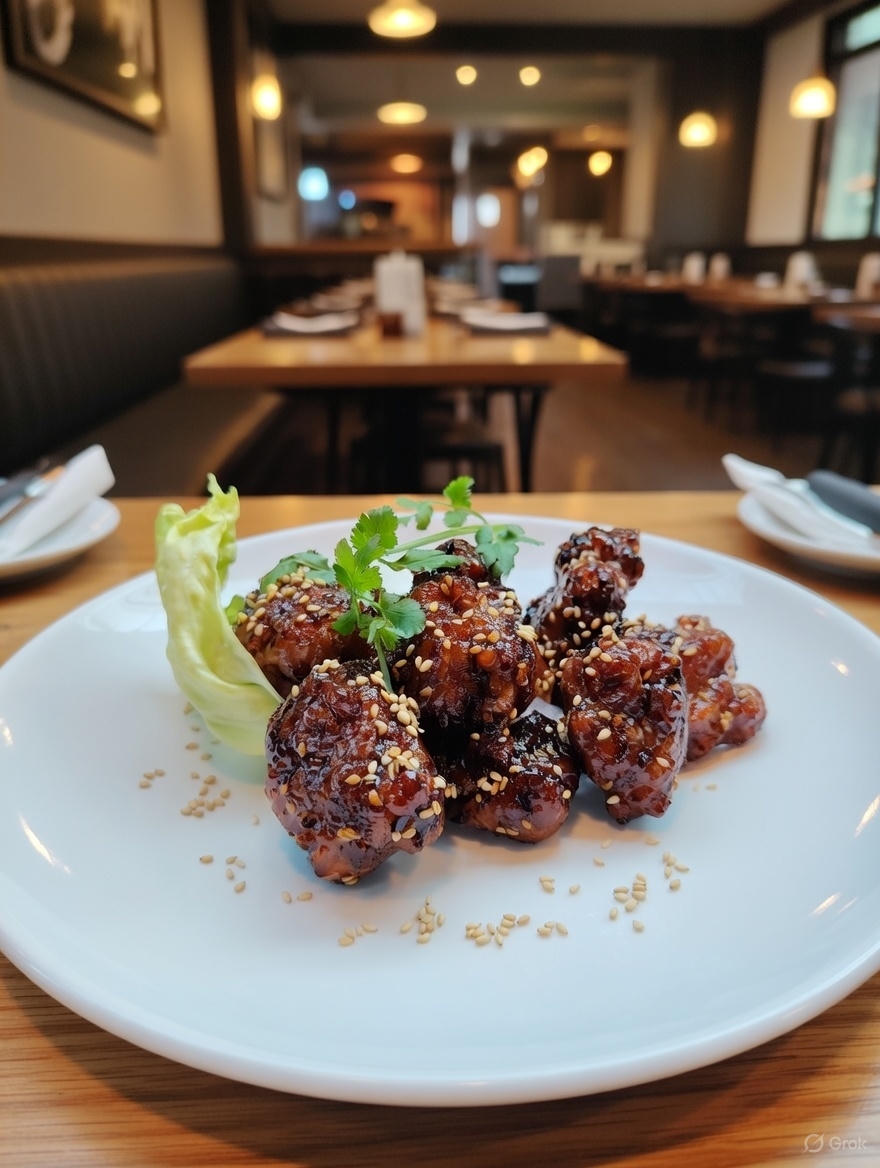 Poulet croustillant sur riz aux légumes